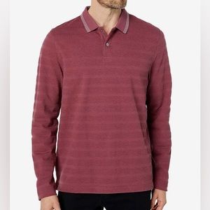 Ted Baker London Penine Regular Fit Long Sleeve Polo Shirt. Color:Maroon.Size:3m